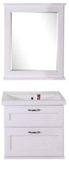 Зеркало ASB-Woodline Прато 70 белое, патина серебро