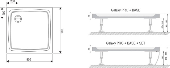 Поддон для душа Ravak Perseus Pro-90 Flat