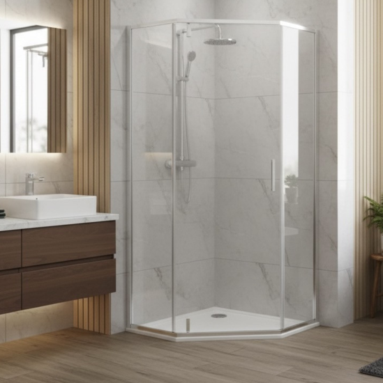 Душевой уголок CeramaLux CL1006-90 90x90, профиль хром, стекло прозрачное