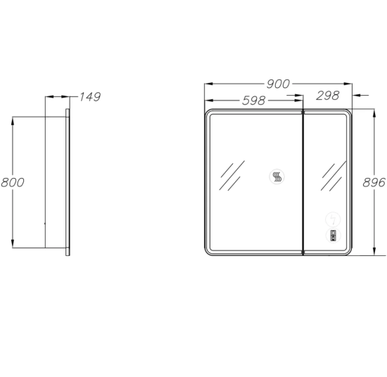 Зеркало-шкаф Opadiris Элеганс 90 премиум, с подсветкой