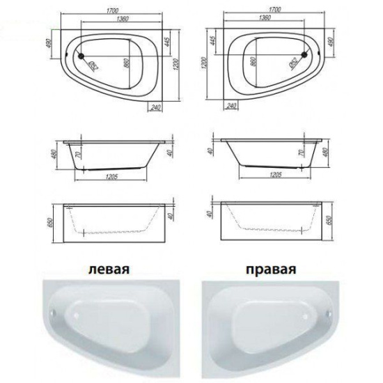 Акриловая ванна Kolpa San Chad S Basis 170x120 см L/R