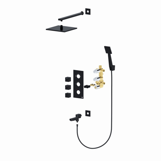 Душевая система с термостатом Timo Tetra-thermo SX-0199/03SM черная встраиваемая