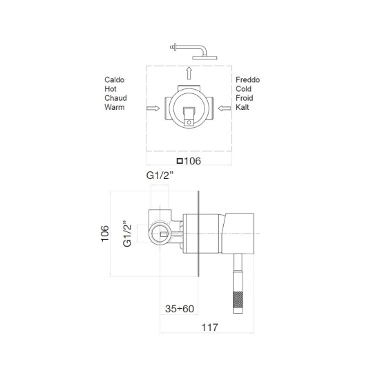 Смеситель для душа Webert Rimini RI880101010, золото