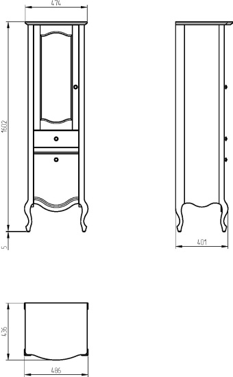 Пенал Migliore Impero 26653 L, noce