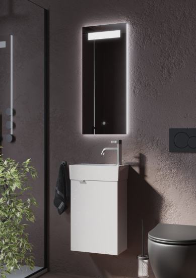 Тумба с раковиной Sancos Mini 36 R белый глянец, подвесная