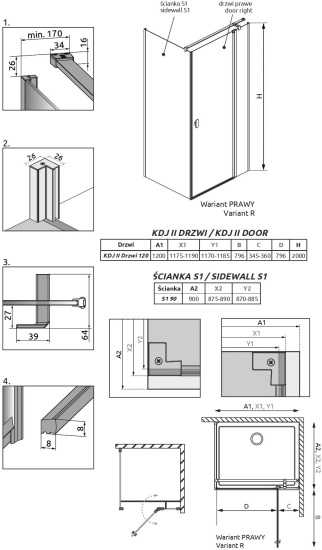 Душевой уголок Radaway Nes KDJ II 120x90 R