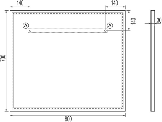 Зеркало Vigo Marta Media Grey 80