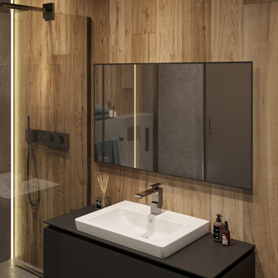 Зеркало Diwo Элиста 120 черное, с подсветкой светодиодной, инфракрасный выключатель