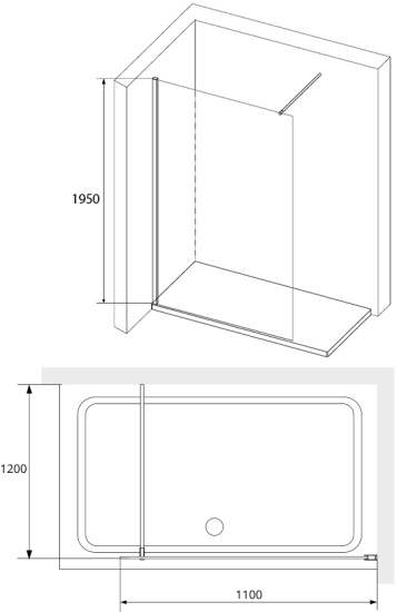 Душевая перегородка RGW WA-010-B 110x200, стекло прозрачное