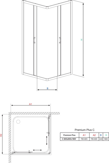 Душевой уголок Radaway Premium Plus C 80x190 стекло фабрик