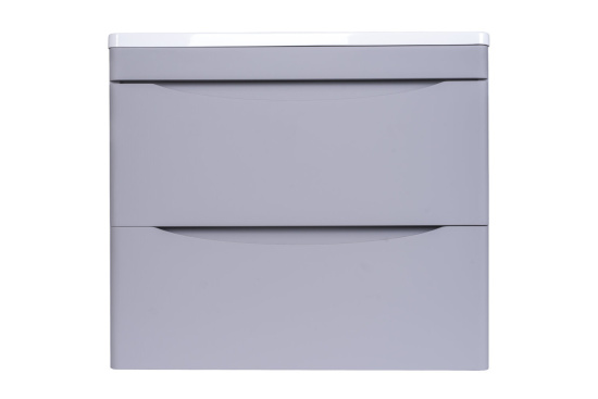 Тумба с раковиной Style Line Бергамо мини 60 2 ящика Люкс антискрейтч серая, Plus подвесная
