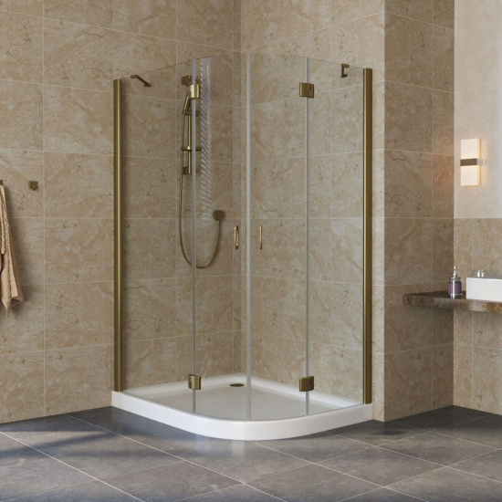 Душевой уголок Vegas Glass AFS-F Lux 120*110 05 01 L профиль бронза, стекло прозрачное