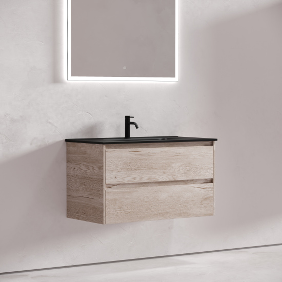 Тумба с раковиной Sancos Libra 90 дуб галифакс натуральный, подвесная