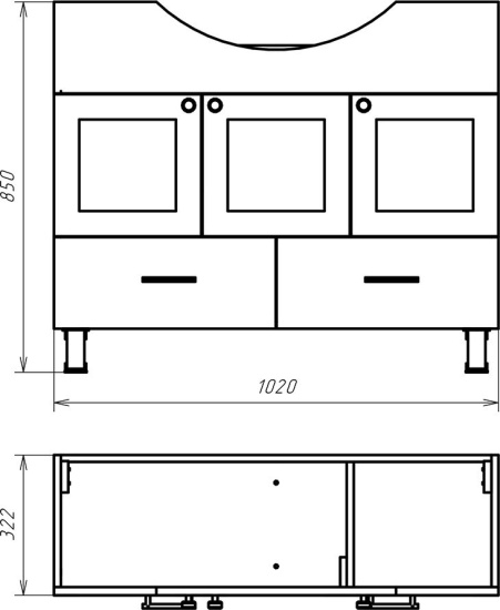 Тумба с раковиной Misty Латте 105 белая эмаль