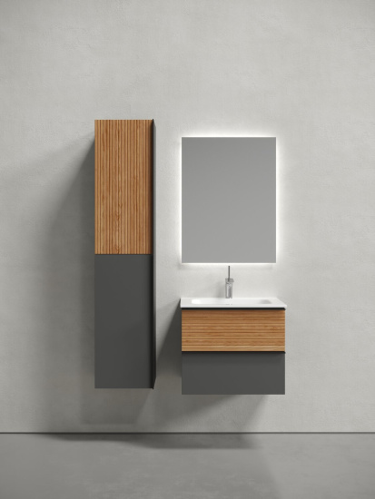 Тумба с раковиной Sancos Delta 60 дуб красный/графит, DL60GR