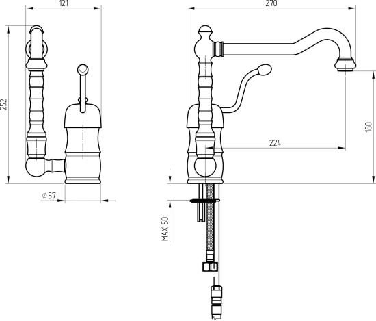 Смеситель для кухни Migliore Queen Nostalgia 18282 золото
