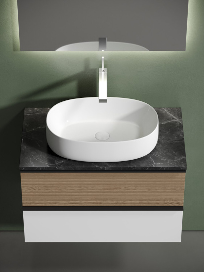 Тумба с раковиной Sancos Delta 80 дуб светлый/белый, DL80W