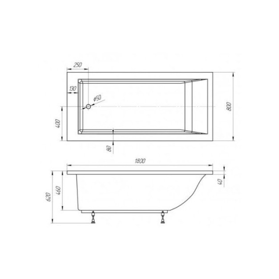 Ванна из искусственного камня Эстет Дельта 180x80 с ножками
