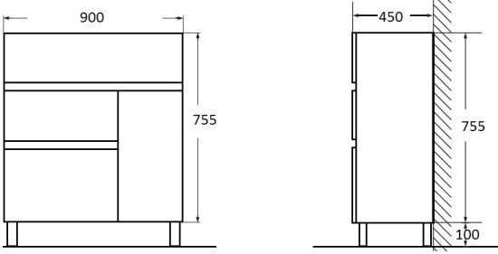 Мебель для ванной Vod-Ok Best 90 напольная, белая