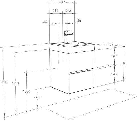 Тумба с раковиной Aquaton Сканди 45 дуб рустикальный