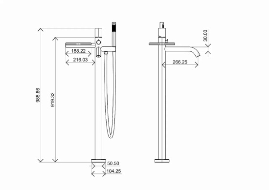 Напольный смеситель для ванны Boheme Stick 129-WG.2