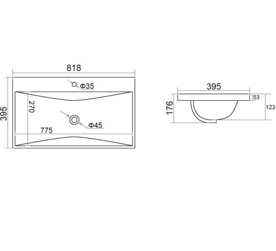 Тумба с раковиной Velvex Edge 80.2Y напольная, белая