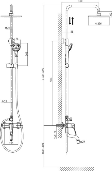 Душевая стойка Rush Jawa JA0735-40