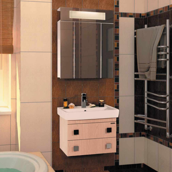 Зеркало-шкаф Vod-Ok Квадро 60 с подсветкой