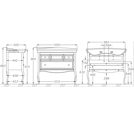 Зеркало Opadiris Валери 105 белое