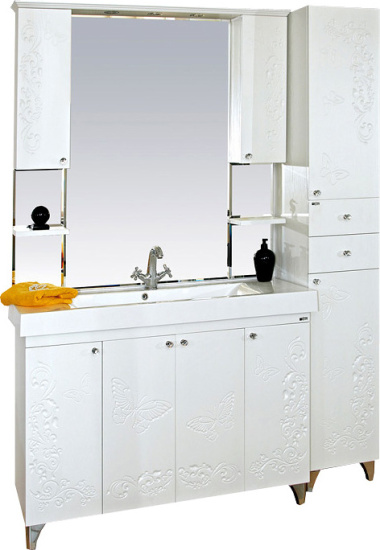 Тумба с раковиной Misty Вирджиния Бабочка 105 белая