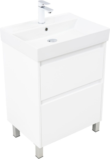 Тумба с раковиной Aquanet Nova Lite 2.0 60 напольная, белый глянец