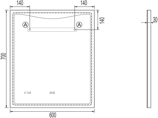 Зеркало Vigo Eva Luxe 60