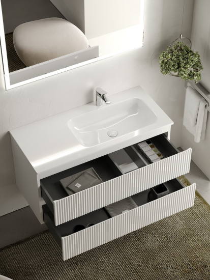 Тумба с раковиной Sancos Snob R 100 Bianco правая SNR100RW, подвесная