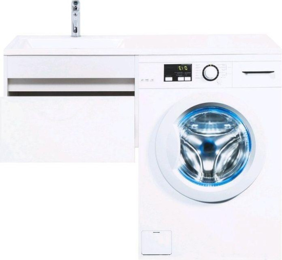Тумба с раковиной Aquanet Токио 120 L белая подвесная, 1 ящик