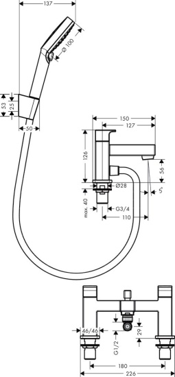 Смеситель на борт ванны Hansgrohe Vernis Shape 71462000 хром