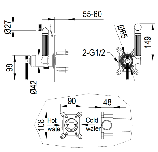 Гигиенический душ Boheme Eterna 177-CR со смесителем