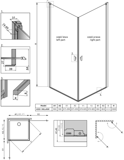 Душевой уголок Radaway Nes KDD I 90x90