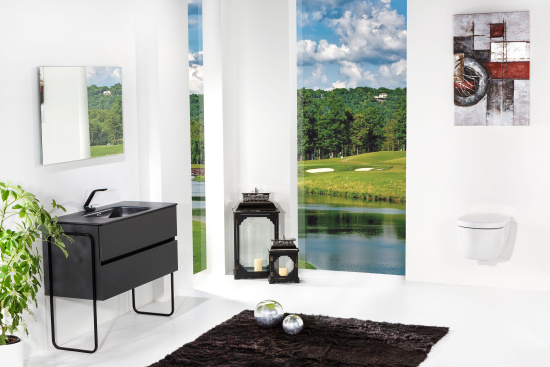 Тумба с раковиной Armadi Art Vallessi 100 антрацит матовая, с черной раковиной