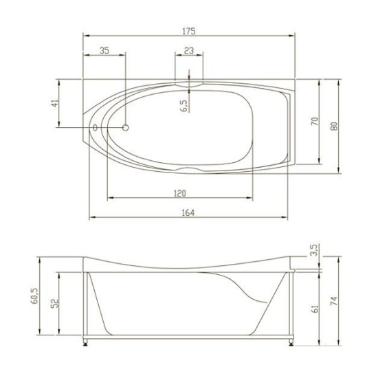 Акриловая ванна Aquatika Аврора 175 см Basic