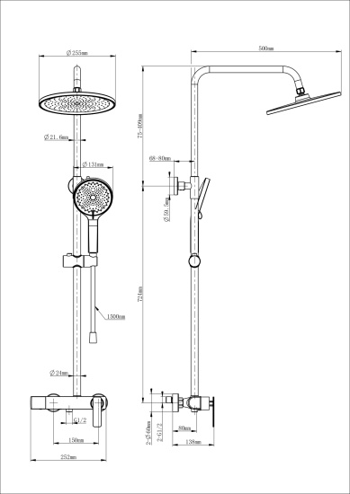 Душевая стойка Wonzon & Woghand WW-B3517-MB