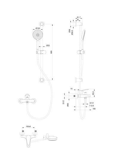 Смеситель для ванны Wonzon & Woghand WW-C2501-MB