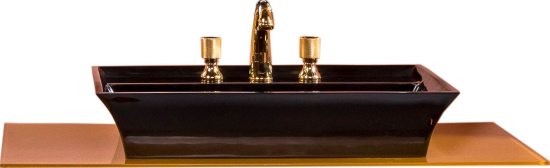 Мебель для ванной Armadi Art Monaco 100 с золотой столешницей черная, золото