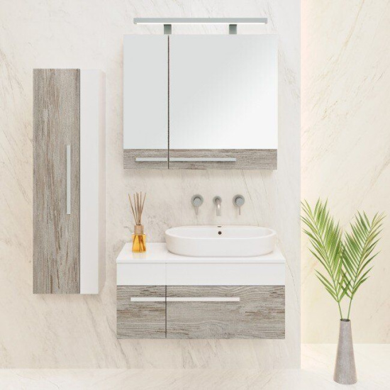 Зеркало-шкаф Runo Вудлайн 85, скандинавский дуб