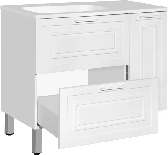 Тумба с раковиной Style Line Альба 90 L, с бельевой корзиной