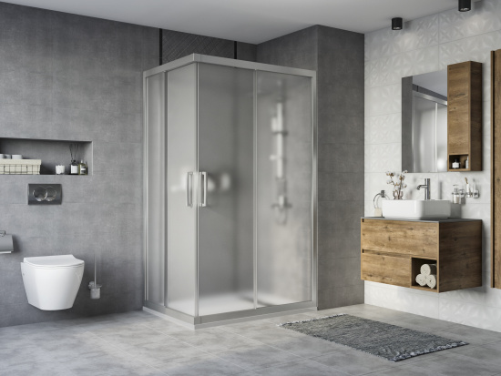 Душевой уголок Stworki Карлстад 140x80 см профиль хром матовый, стекло матовое