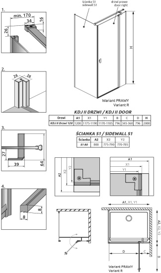 Душевой уголок Radaway Nes KDJ II 120x80 R