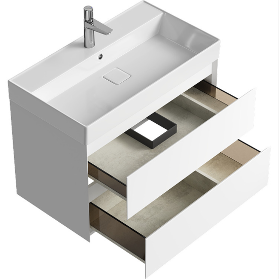 Тумба с раковиной Aqwella 5 stars Geometria 80 подвесная, 2 ящика, белая