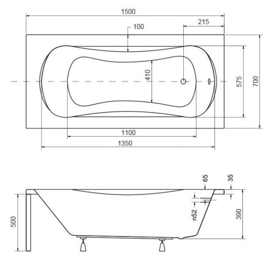 Акриловая ванна Besco Aria 150