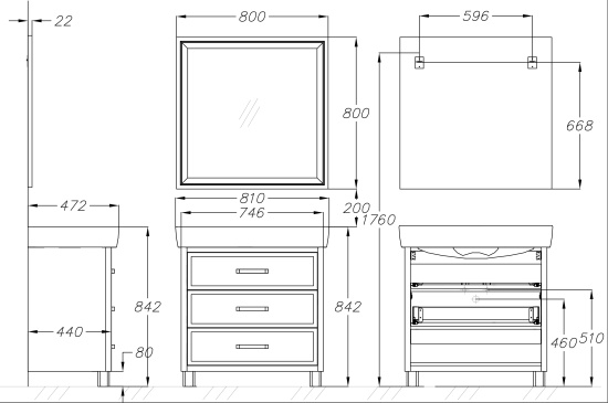 Мебель для ванной Opadiris Вегас 80 белая напольная