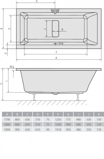 Акриловая ванна Alpen Marlene 190x90